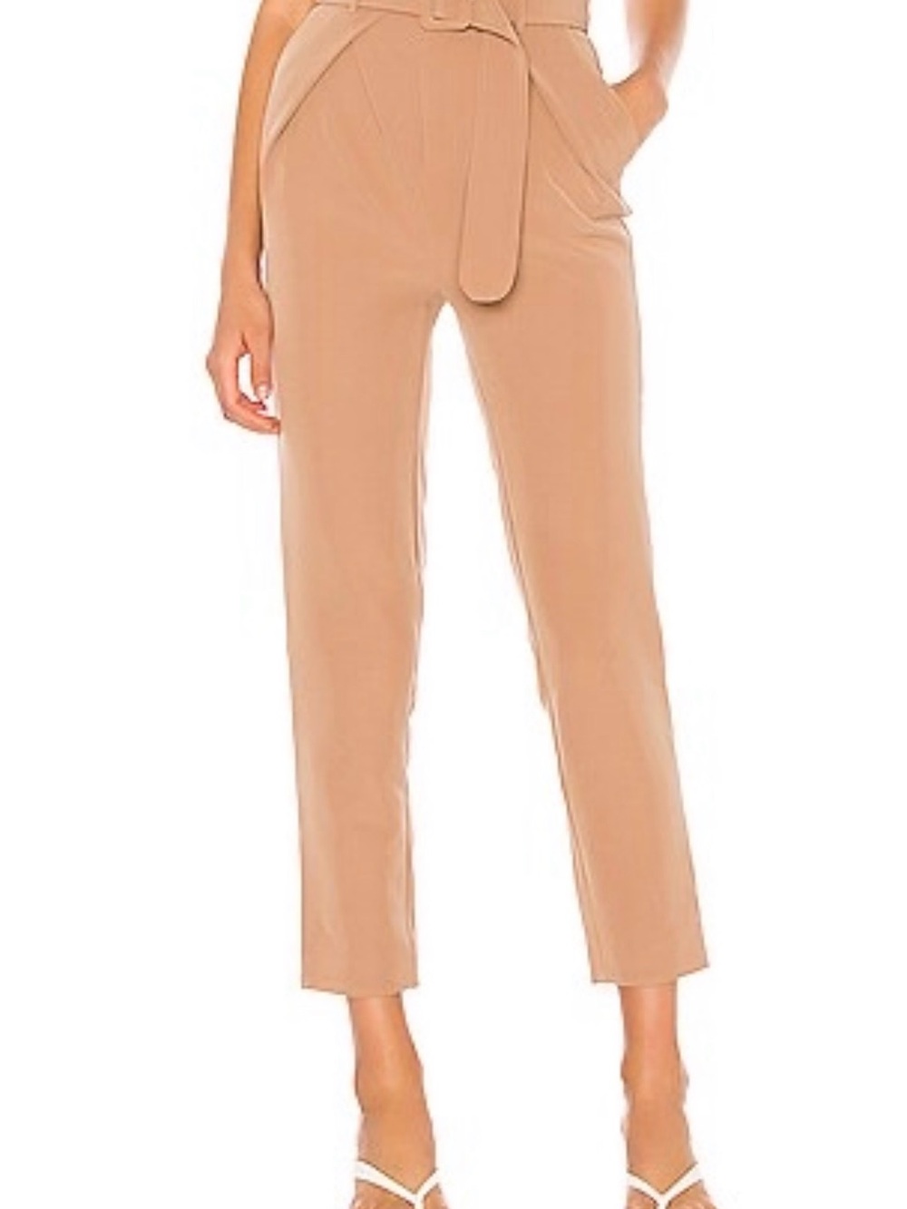 Camila Coelho Cropped Tie-Waist Pants in Camel